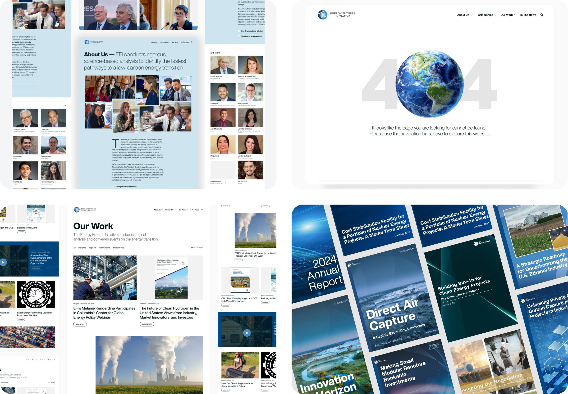 Various interface images from EFI Foundation's 2022 website redesign